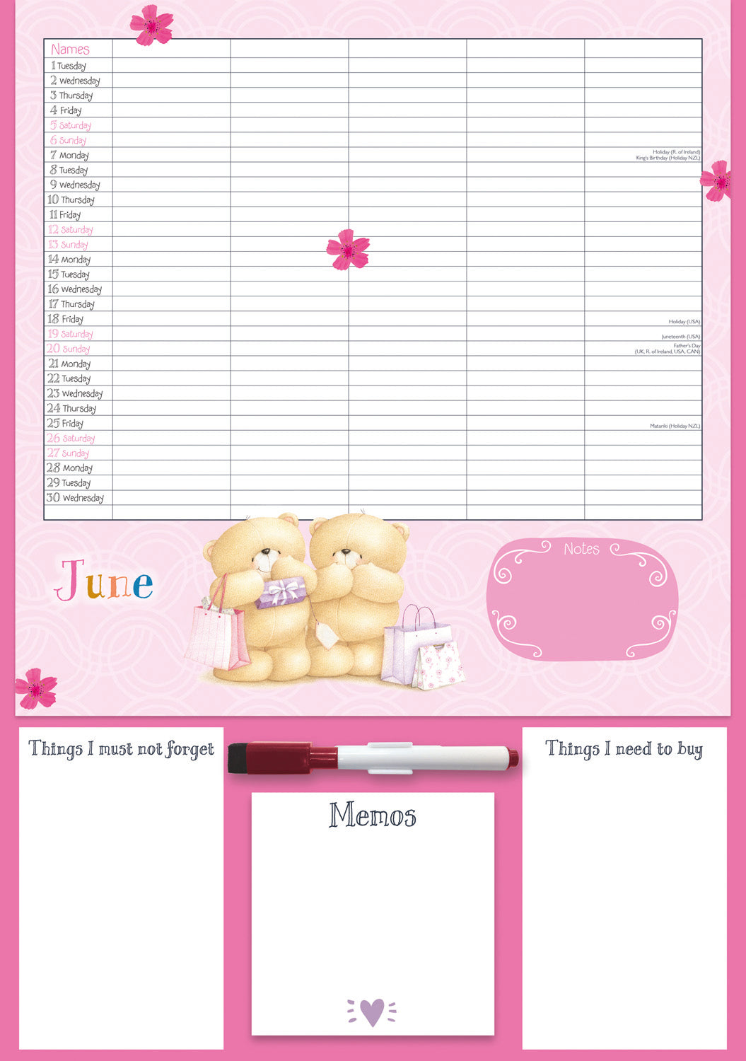 Forever Friends Planner A3 Calendar 2027