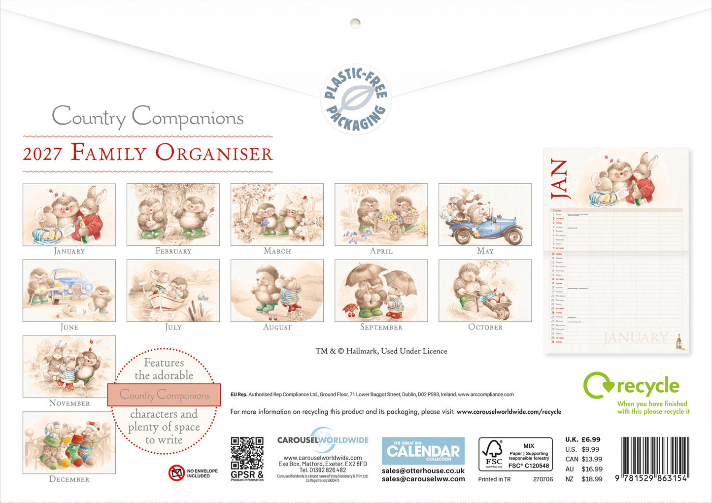 Country Companions MTV Planner A4 Calendar 2027