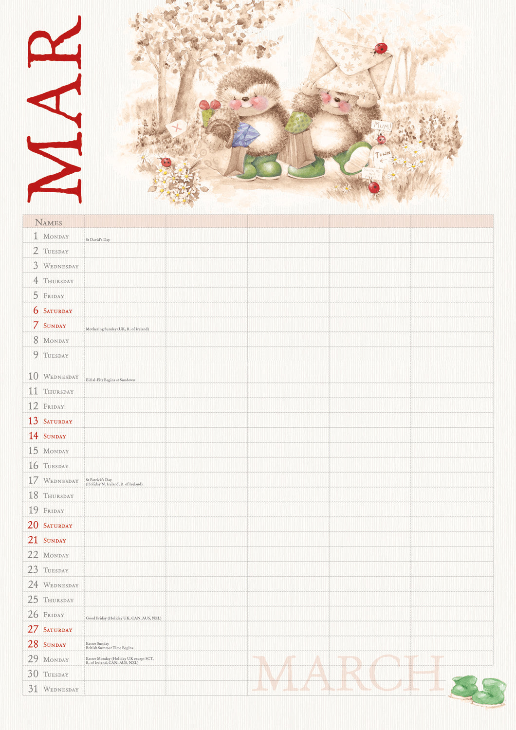Country Companions MTV Planner A4 Calendar 2027
