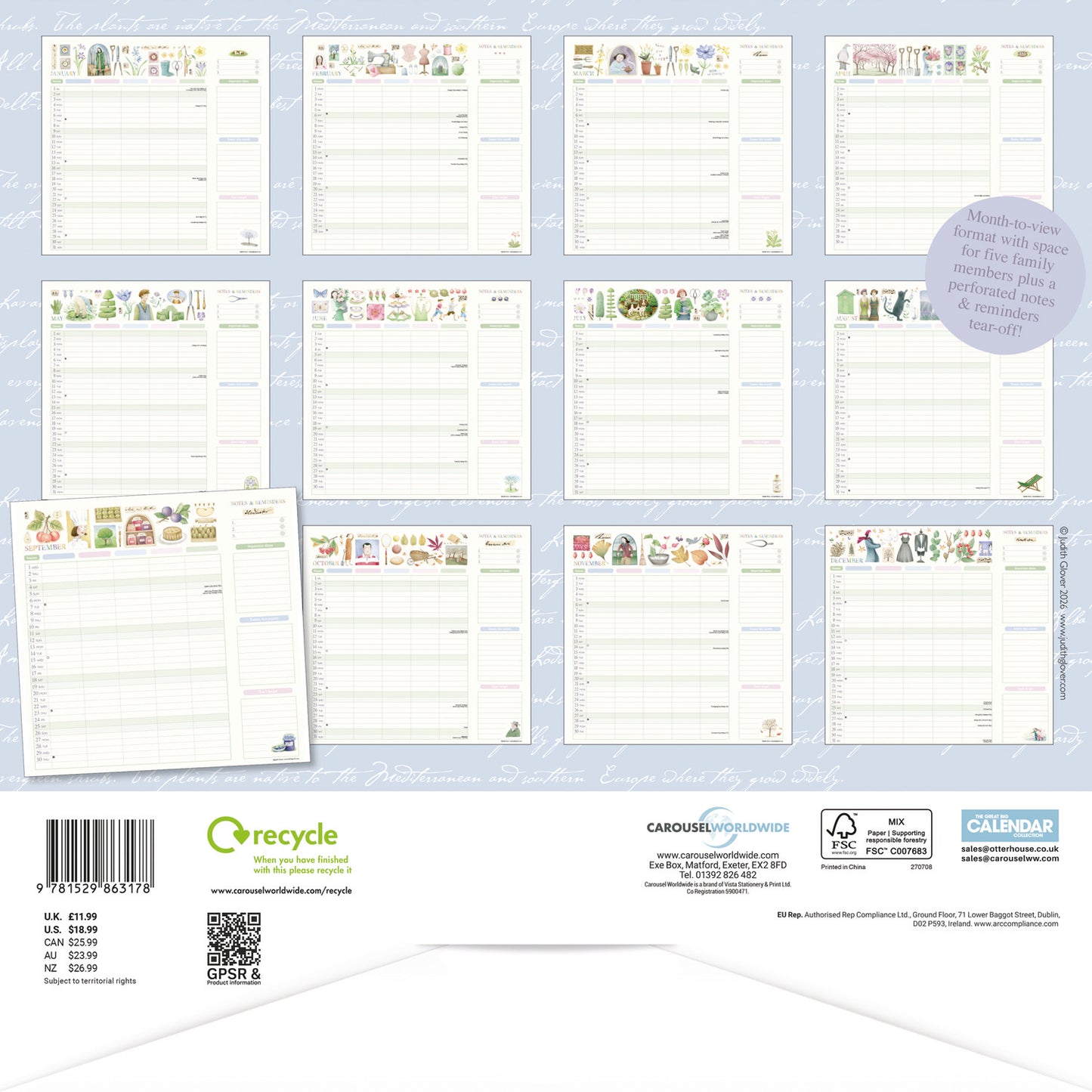 Garden Days Household Planner Wall Calendar 2027