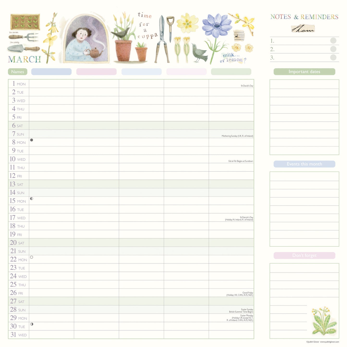 Garden Days Household Planner Wall Calendar 2027