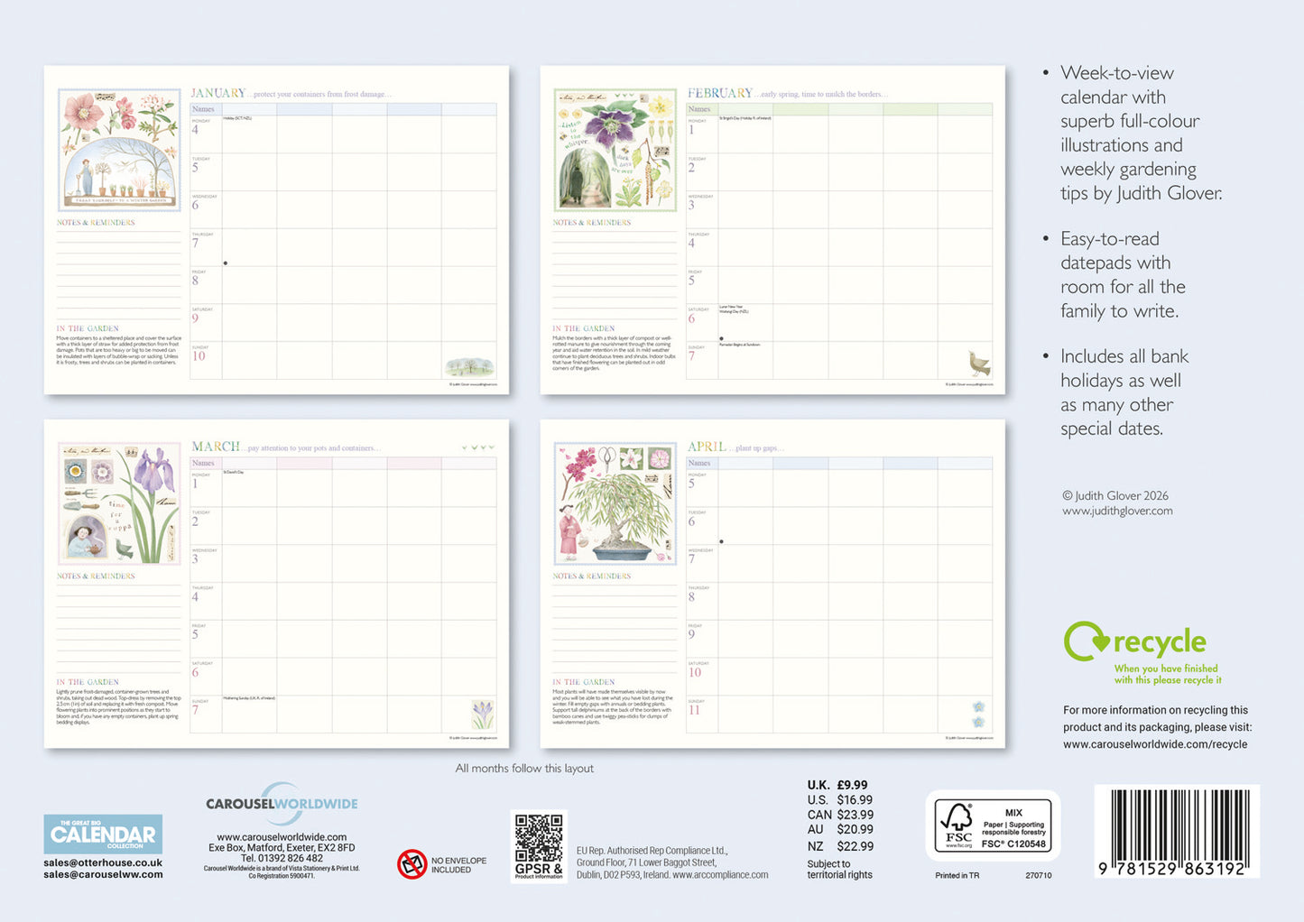 Garden Days Week-To-View Planner A4 Calendar 2027