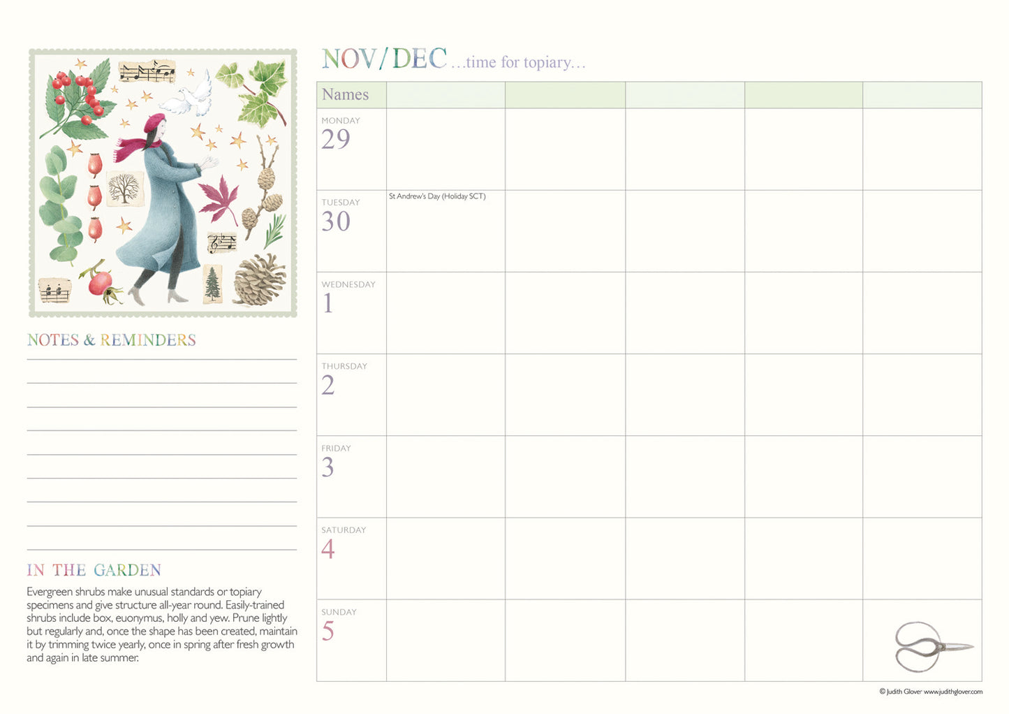 Garden Days Week-To-View Planner A4 Calendar 2027