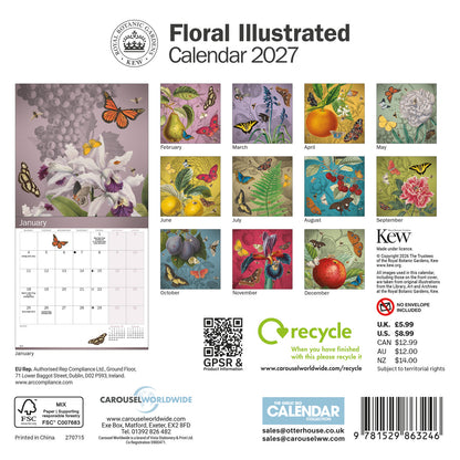 Royal Botanic Gardens Kew Floral Illustrated Mini Calendar 2027