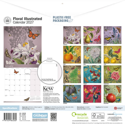 Royal Botanic Gardens Kew Floral Illustrated Wall Calendar 2027
