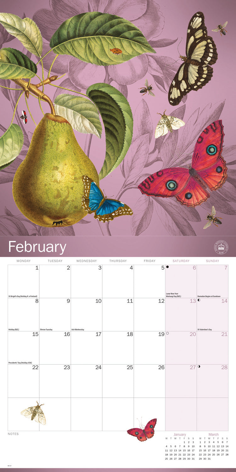 Royal Botanic Gardens Kew Floral Illustrated Wall Calendar 2027