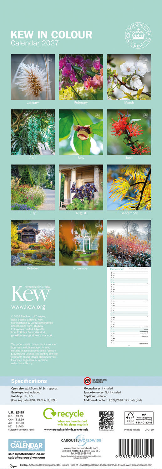 Royal Botanic Gardens Kew, Kew in Colour Slim Calendar 2027