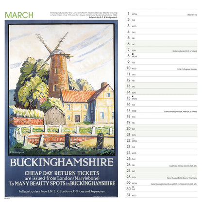 South of England Poster Art NRM Wiro Wall Calendar 2027