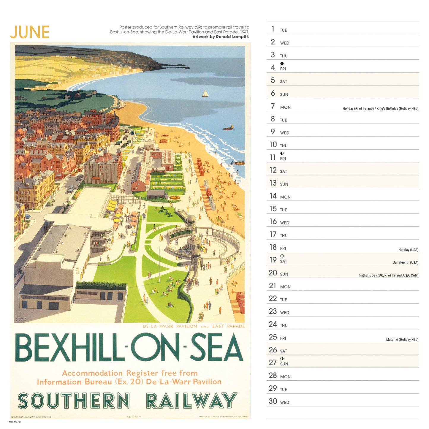 South of England Poster Art NRM Wiro Wall Calendar 2027