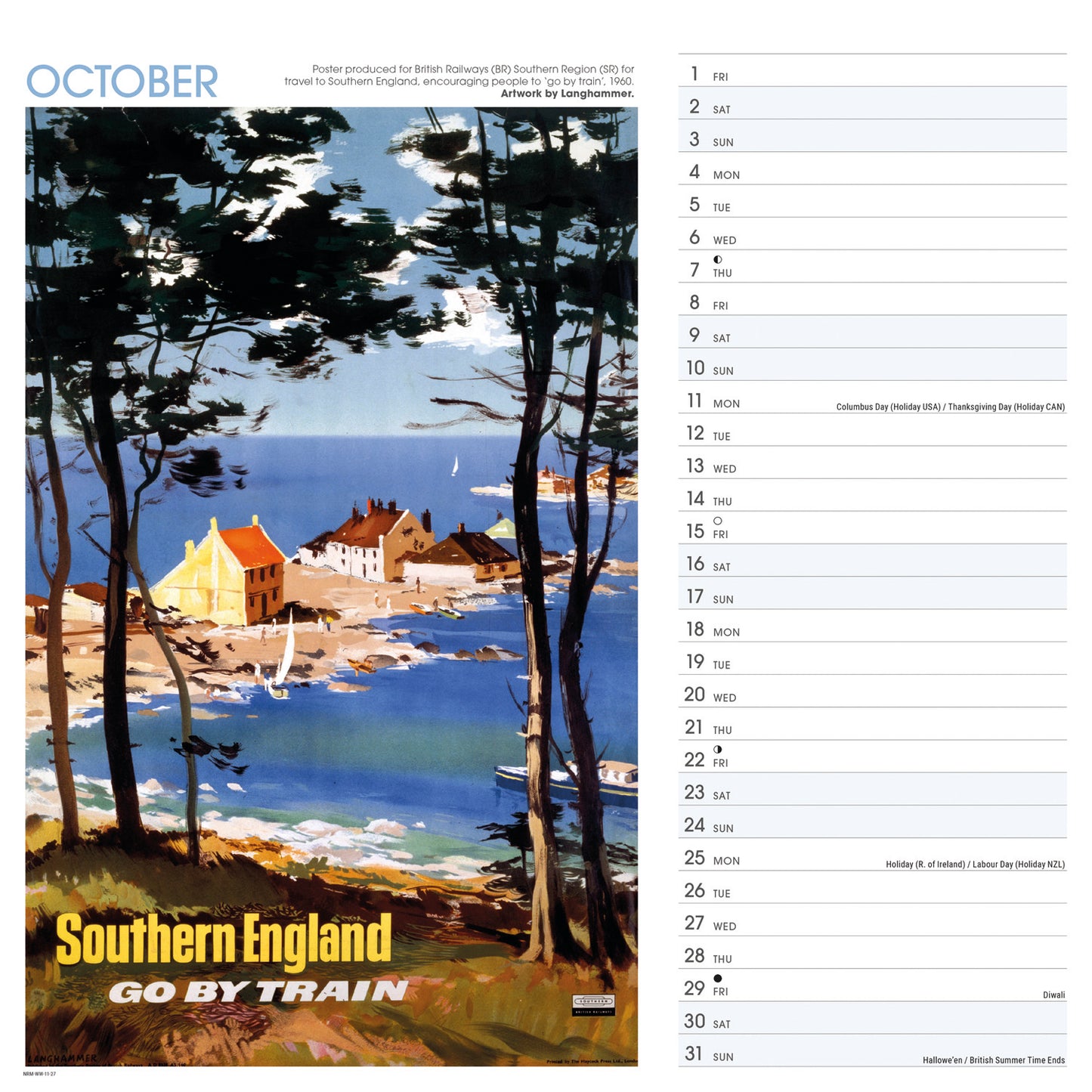South of England Poster Art NRM Wiro Wall Calendar 2027