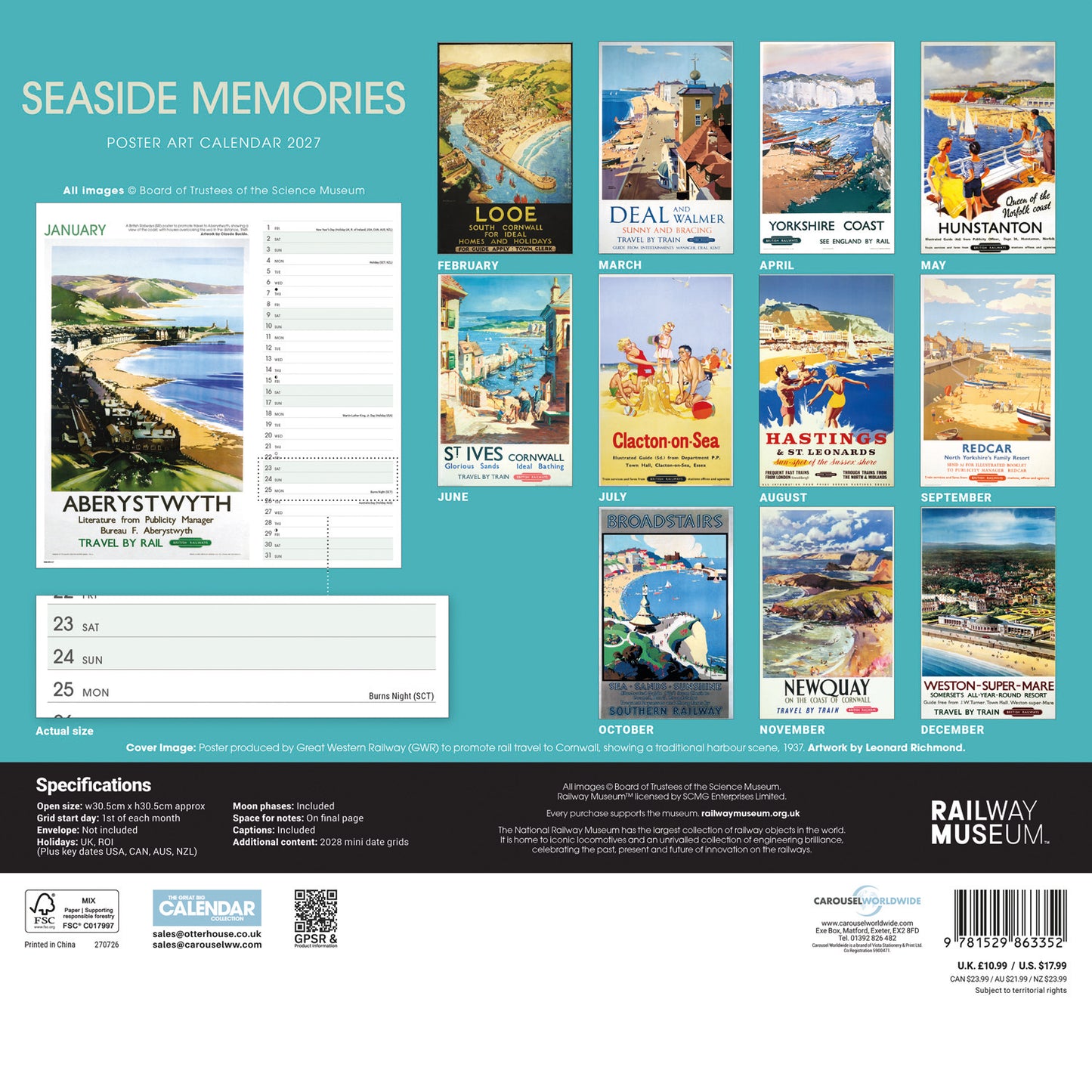 Seaside Memories NRM Wiro Wall Calendar 2027