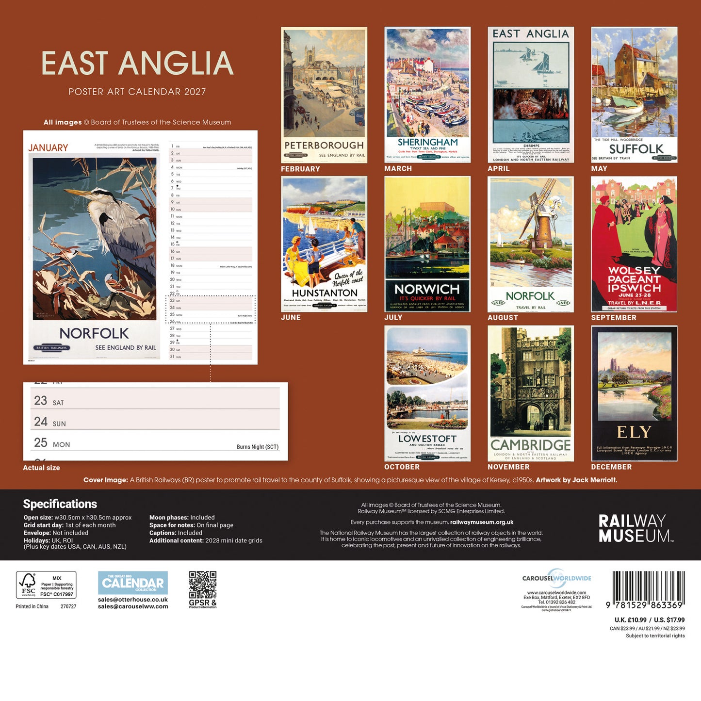 East Anglia Poster Art NRM Wiro Wall Calendar 2027