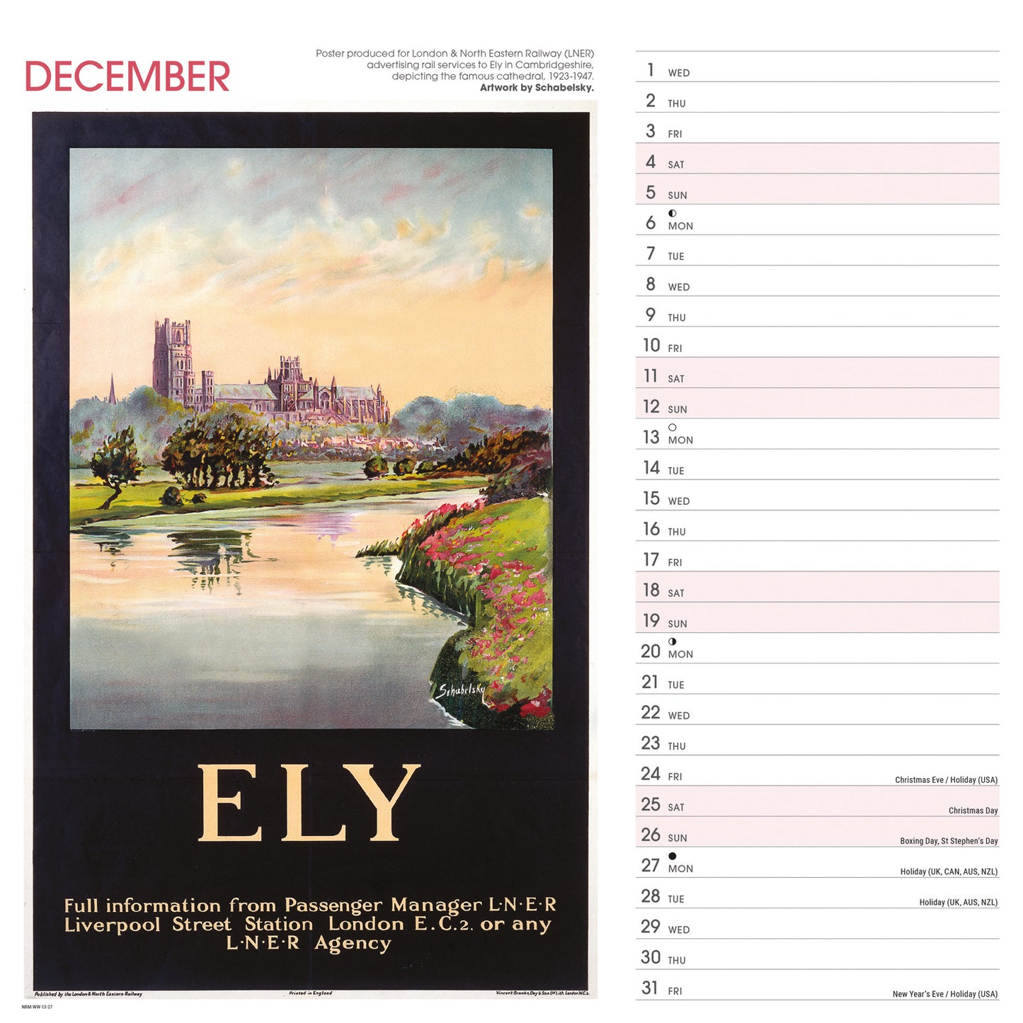 East Anglia Poster Art NRM Wiro Wall Calendar 2027