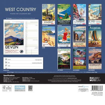West Country Poster Art NRM Wiro Wall Calendar 2027