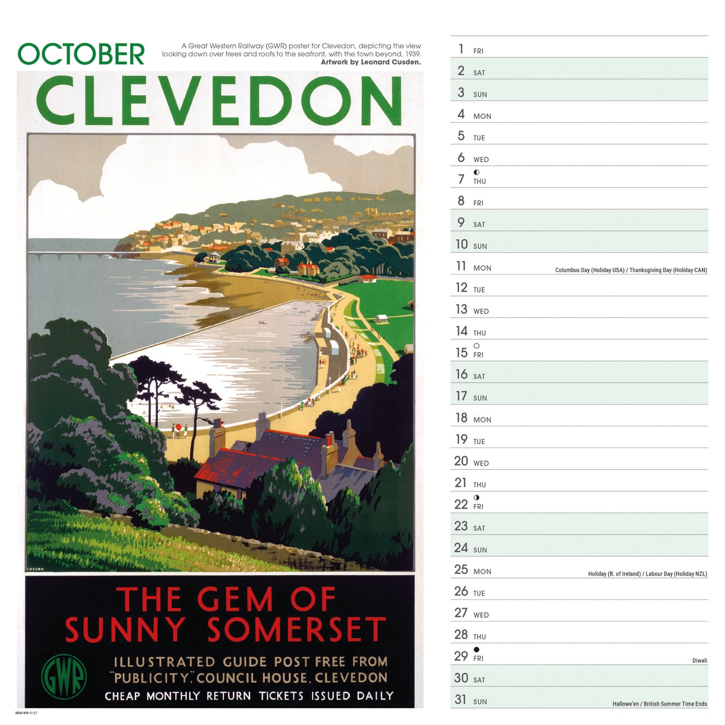 West Country Poster Art NRM Wiro Wall Calendar 2027