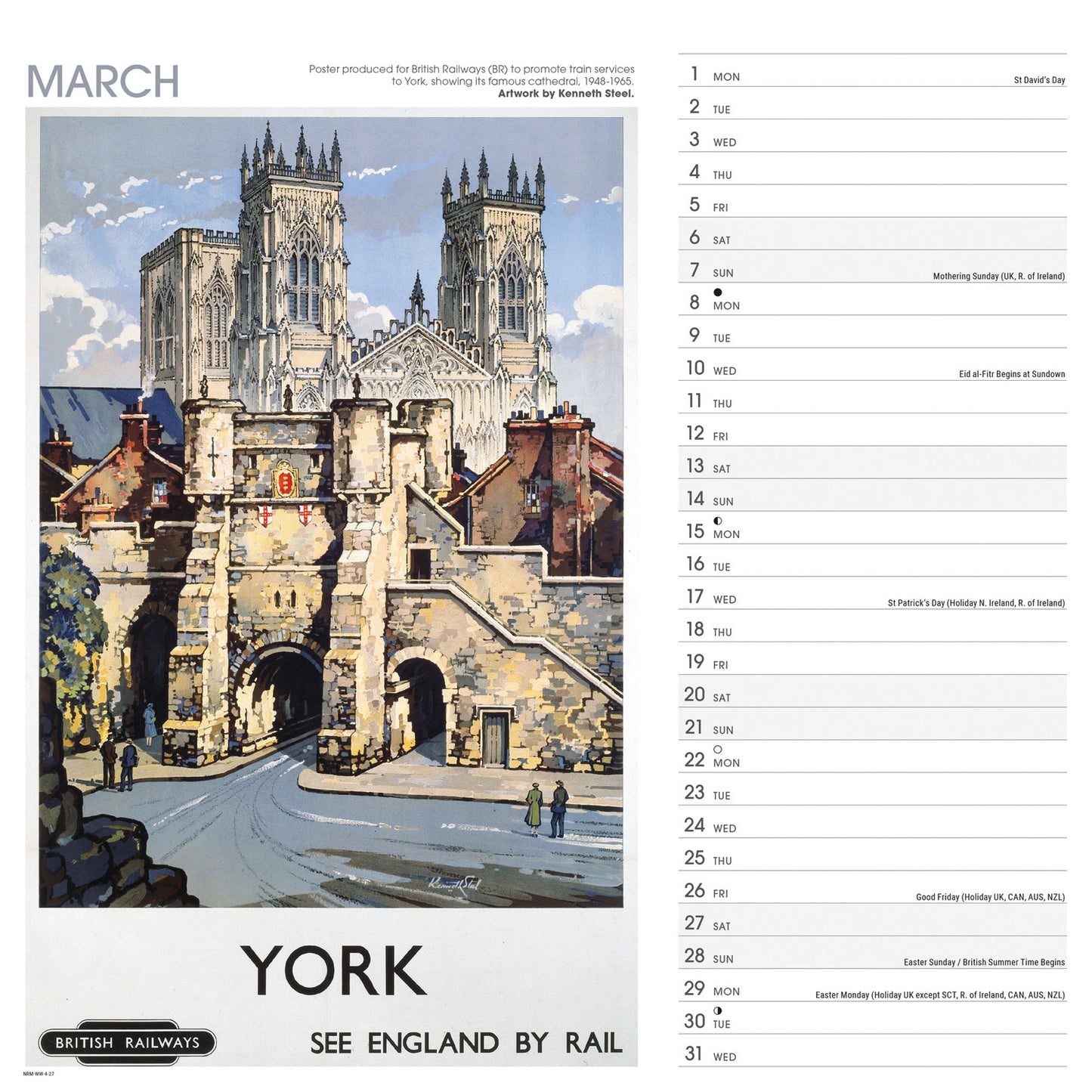 Yorkshire Poster Art NRM Wiro Wall Calendar 2027