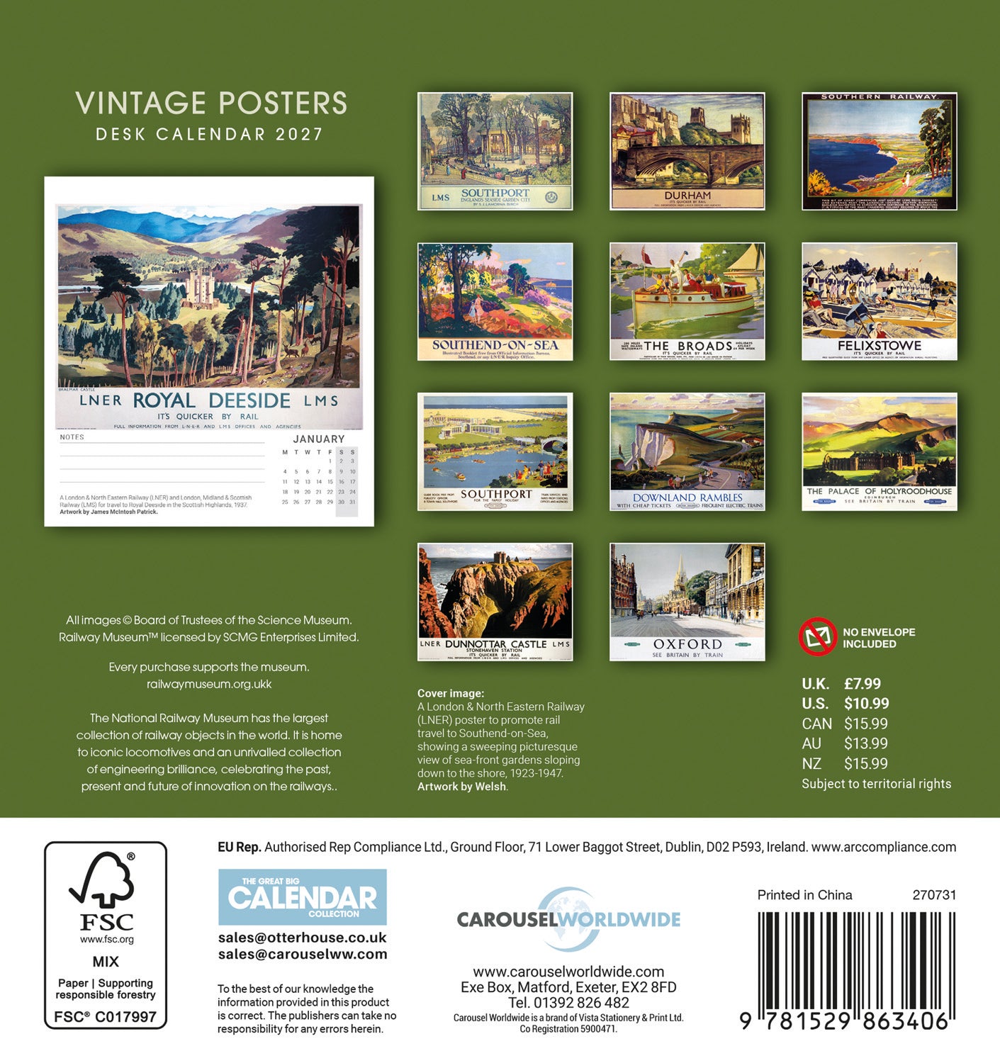 Vintage Posters NRM Easel Calendar 2027