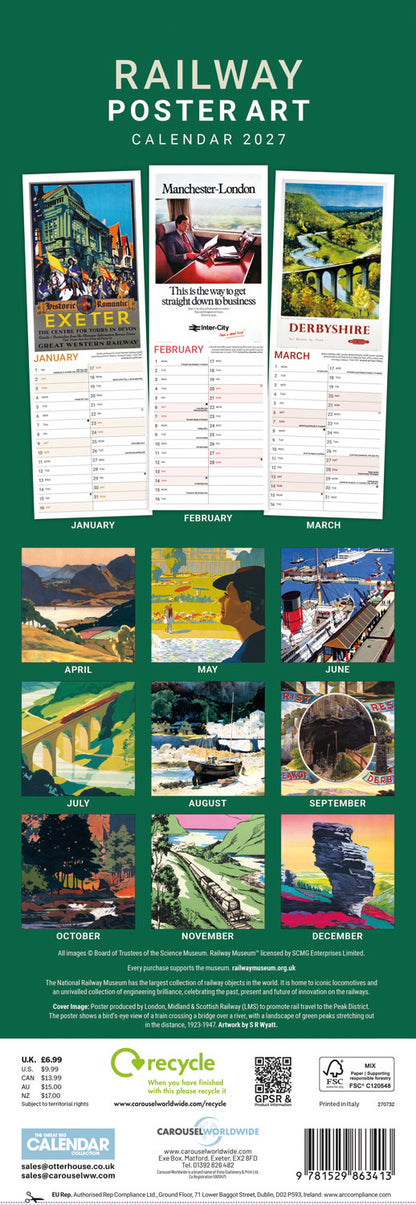 Railway Poster Art NRM Slim Calendar 2027