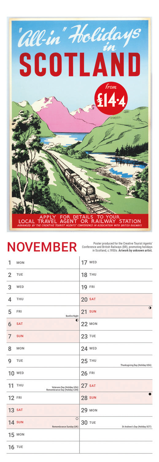 Railway Poster Art NRM Slim Calendar 2027