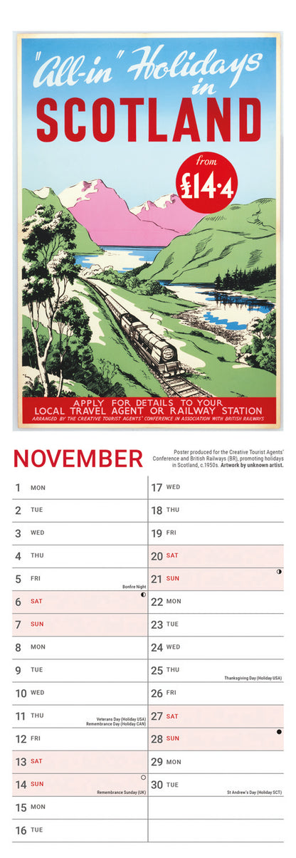Railway Poster Art NRM Slim Calendar 2027