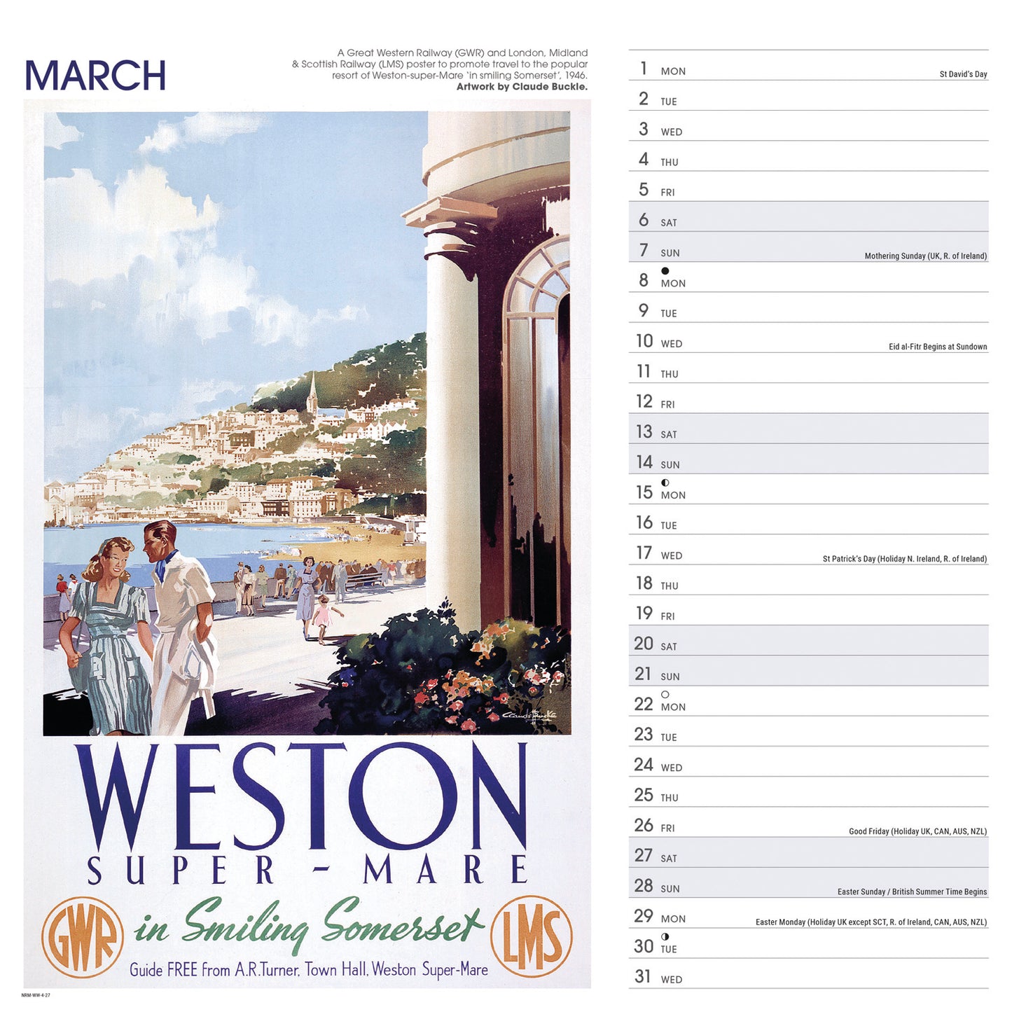 Britain By Rail NRM Wiro Wall Calendar 2027