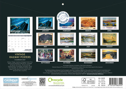 Vintage Railway Posters NRM A4 Calendar 2027