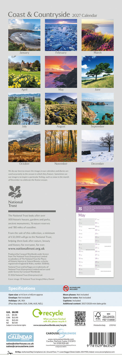 Coast & Countryside National Trust Slim Calendar 2027