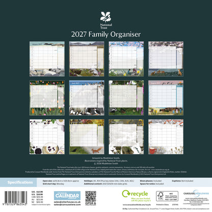 National Trust WT Planner Wall Calendar 2027