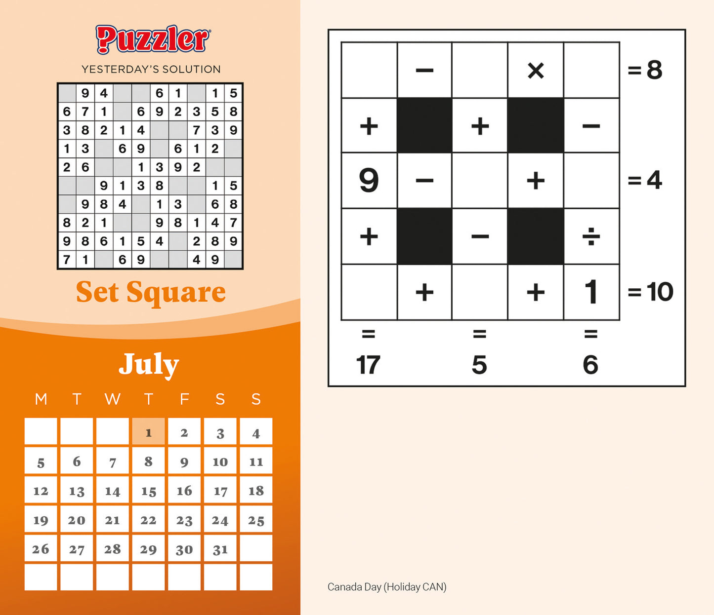 Mind Games, Puzzler Box Calendar 2027