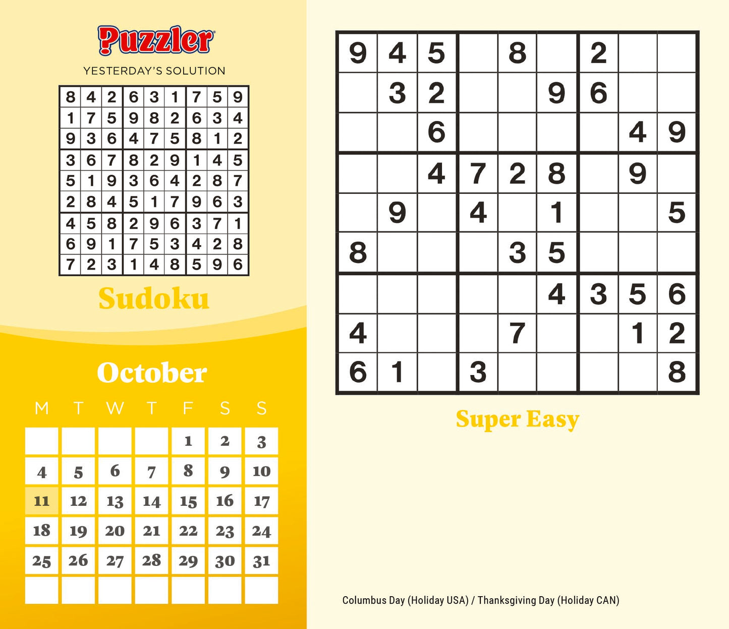 Sudoku, Puzzler Box Calendar 2027