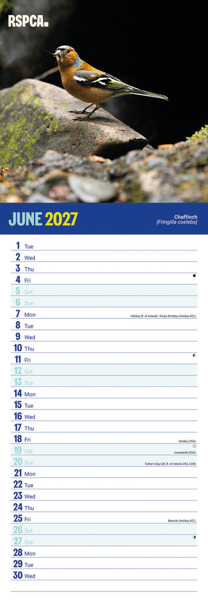 British Wildlife RSPCA Slim Calendar 2027