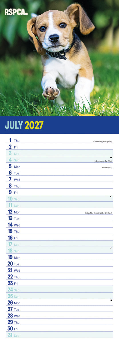 Puppies, I Love RSPCA Slim Calendar 2027