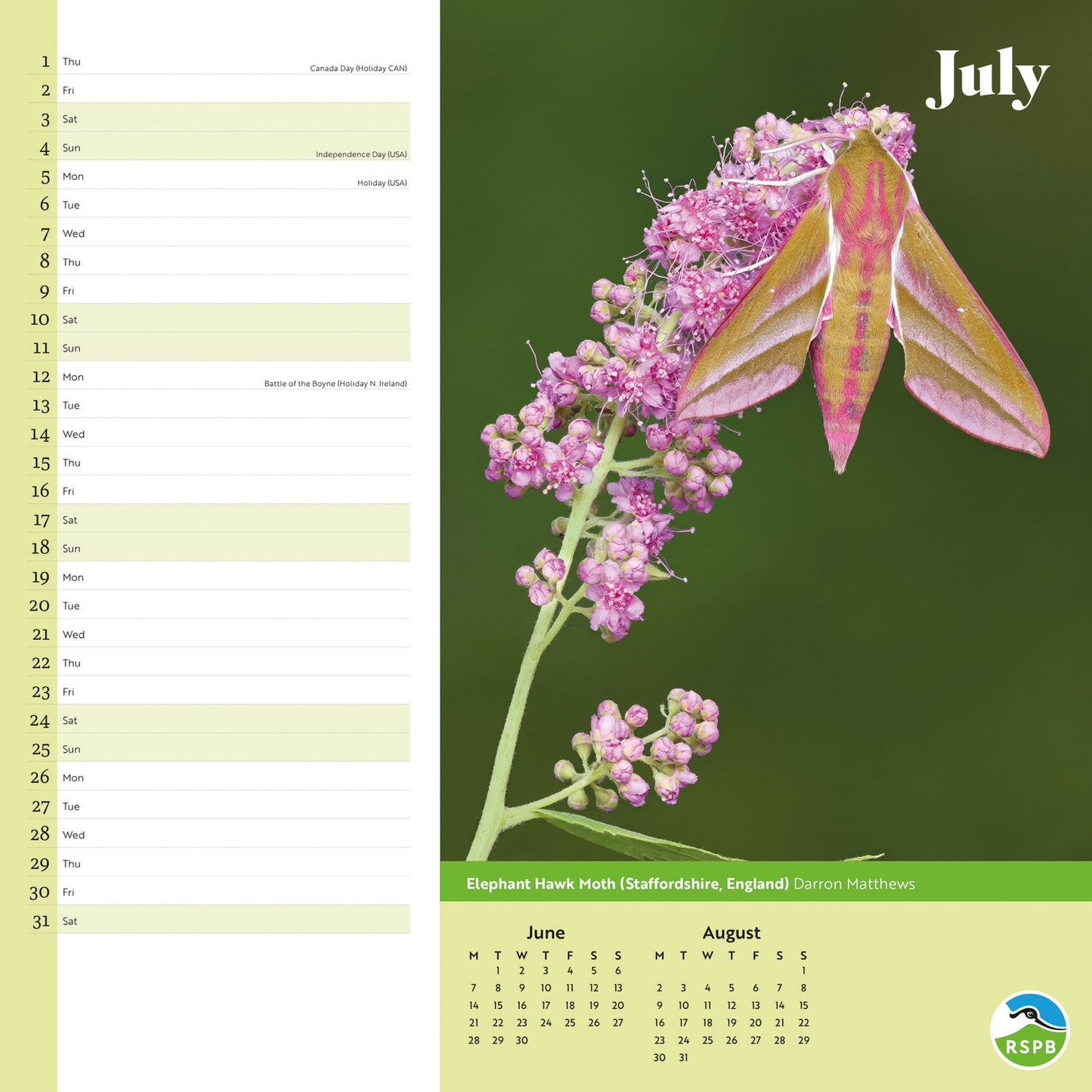 RSPB Inspiring Nature Wiro Wall Calendar 2027