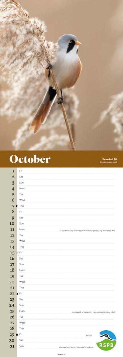 Birds RSPB Slim Calendar 2027