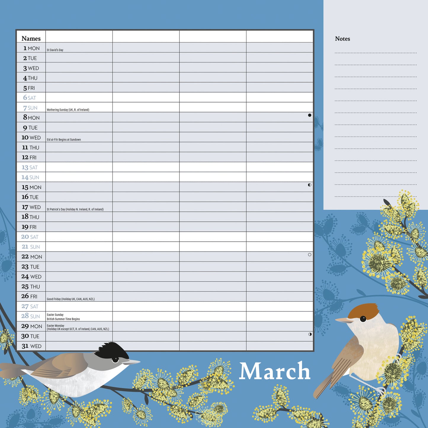 RSPB Illustrated Household Planner Wall Calendar 2027