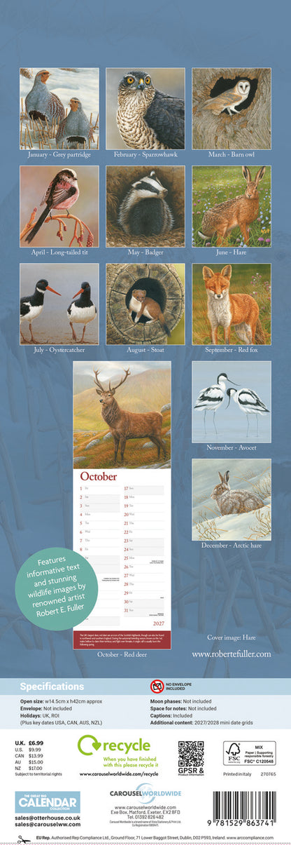 British Wildlife in Art By Robert Fuller Slim Calendar 2027