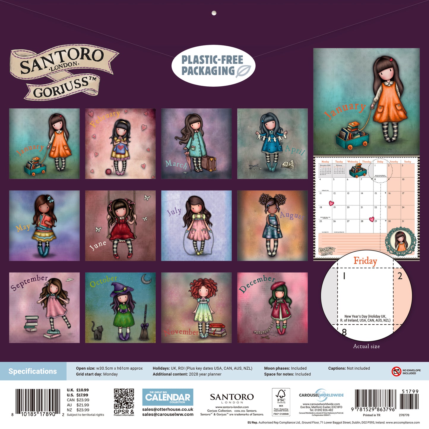 Gorjuss Wall Calendar 2027