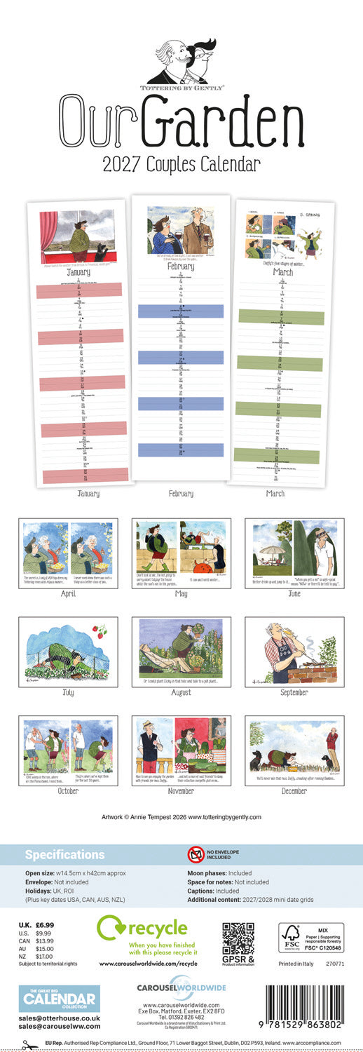 Tottering By Gently Our Garden Couples Planner Slim Calendar 2027