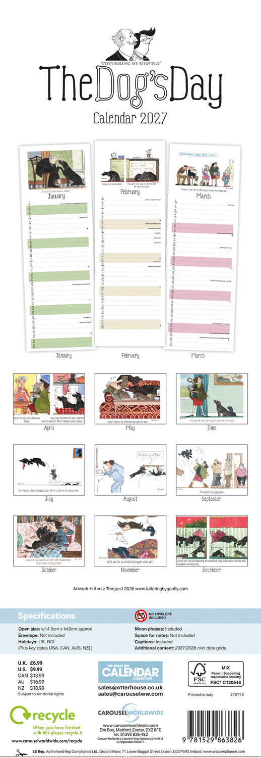 Tottering By Gently, Dogs Day Slim Calendar 2027