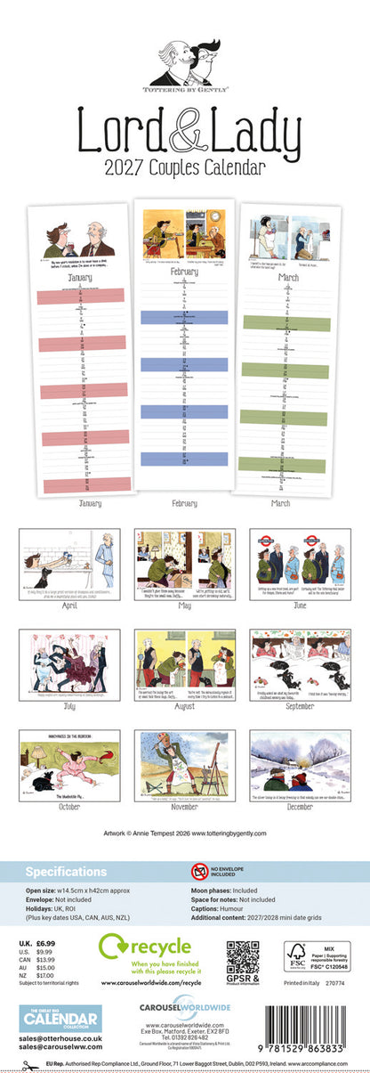 Tottering By Gently, Lord & Lady Couples Planner Slim Calendar 2027