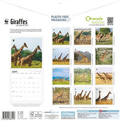 Giraffes WWF Wall Calendar 2027