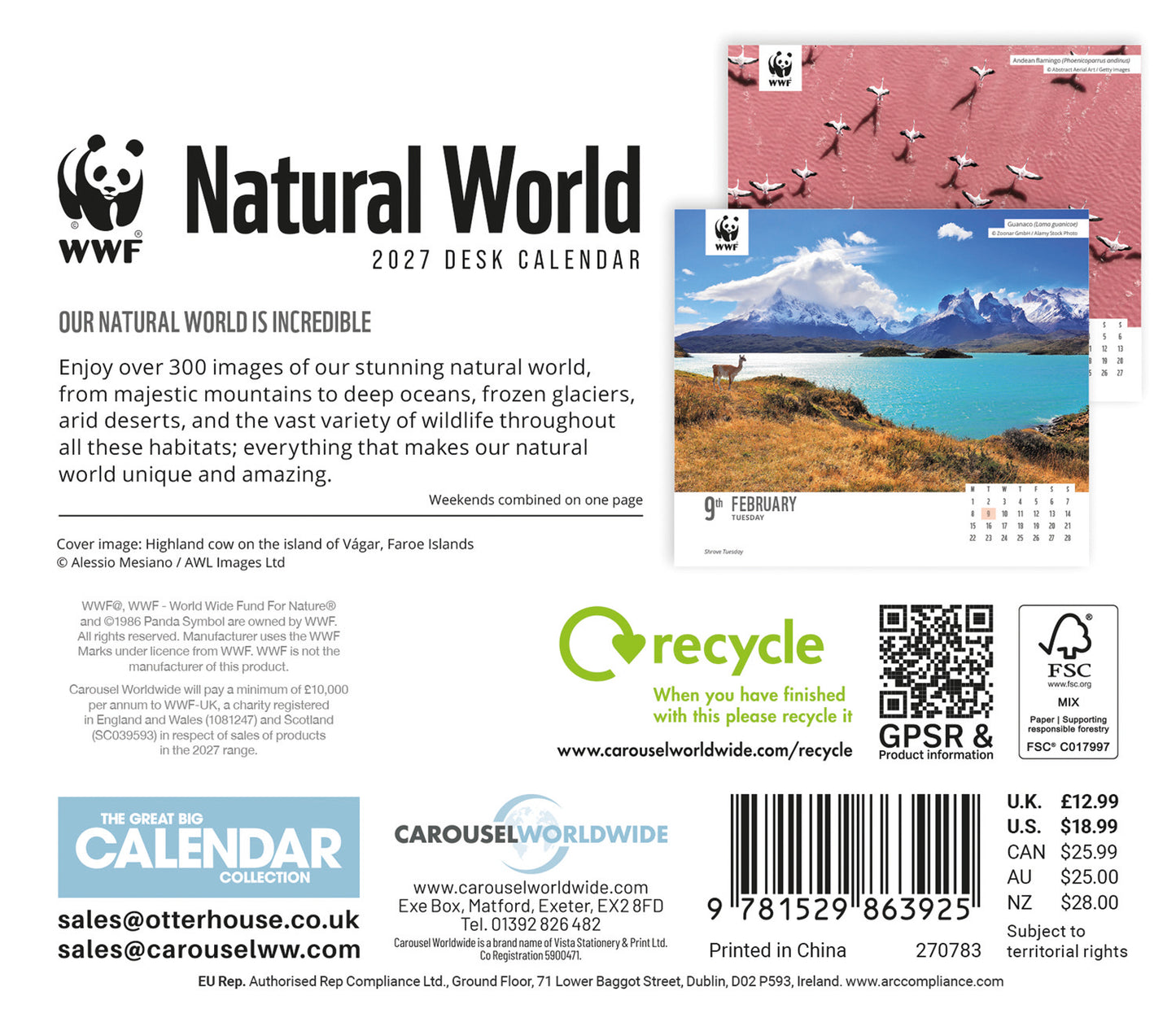 Natural World WWF Box Calendar 2027