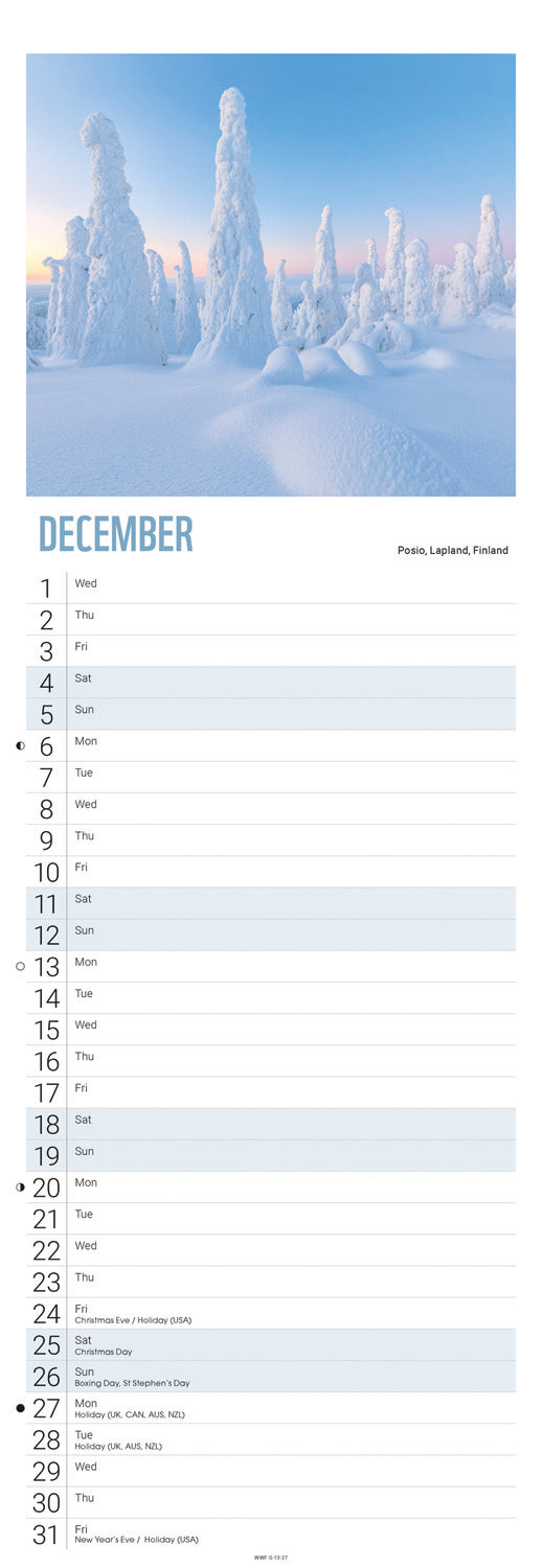 Beautiful World WWF Slim Calendar 2027