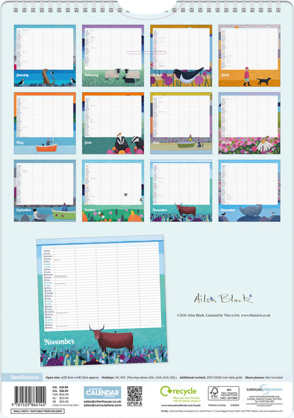 Ailsa Black By the Sea Planner A3 Calendar 2027