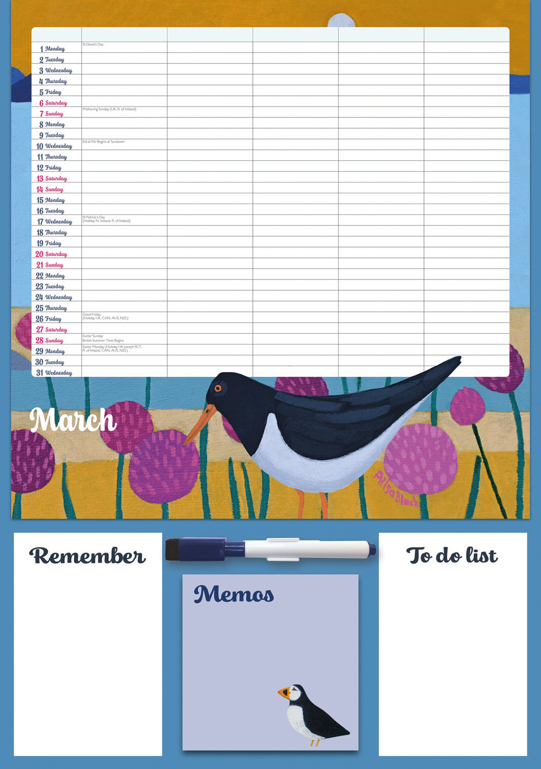 Ailsa Black By the Sea Planner A3 Calendar 2027