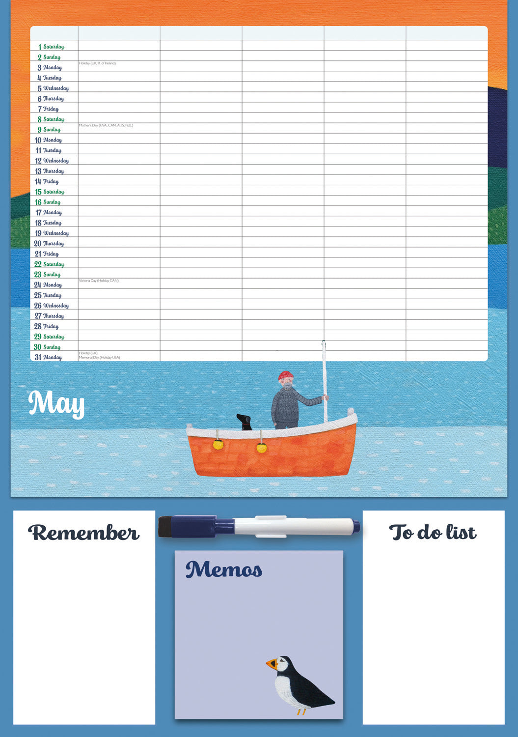 Ailsa Black By the Sea Planner A3 Calendar 2027