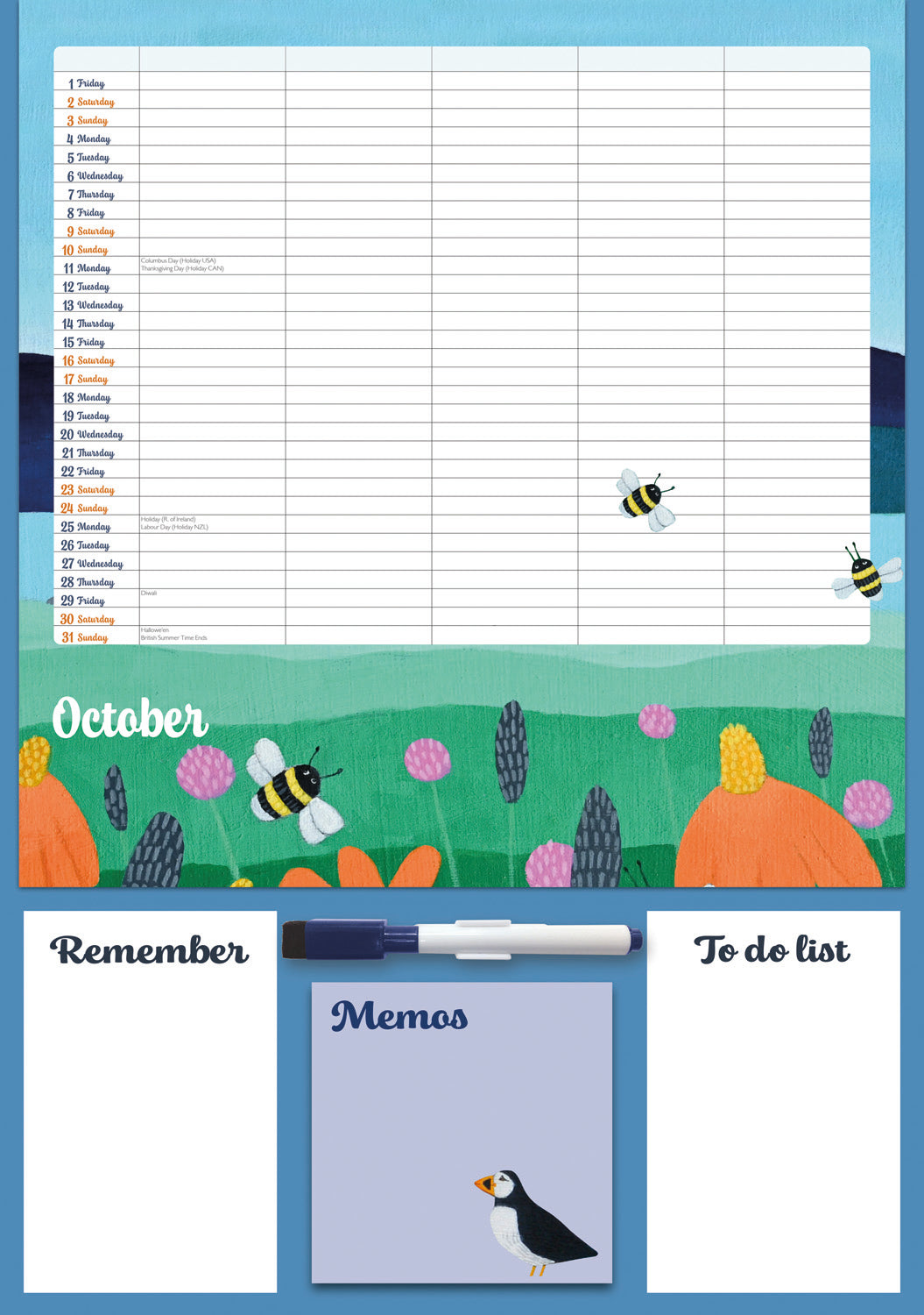 Ailsa Black By the Sea Planner A3 Calendar 2027