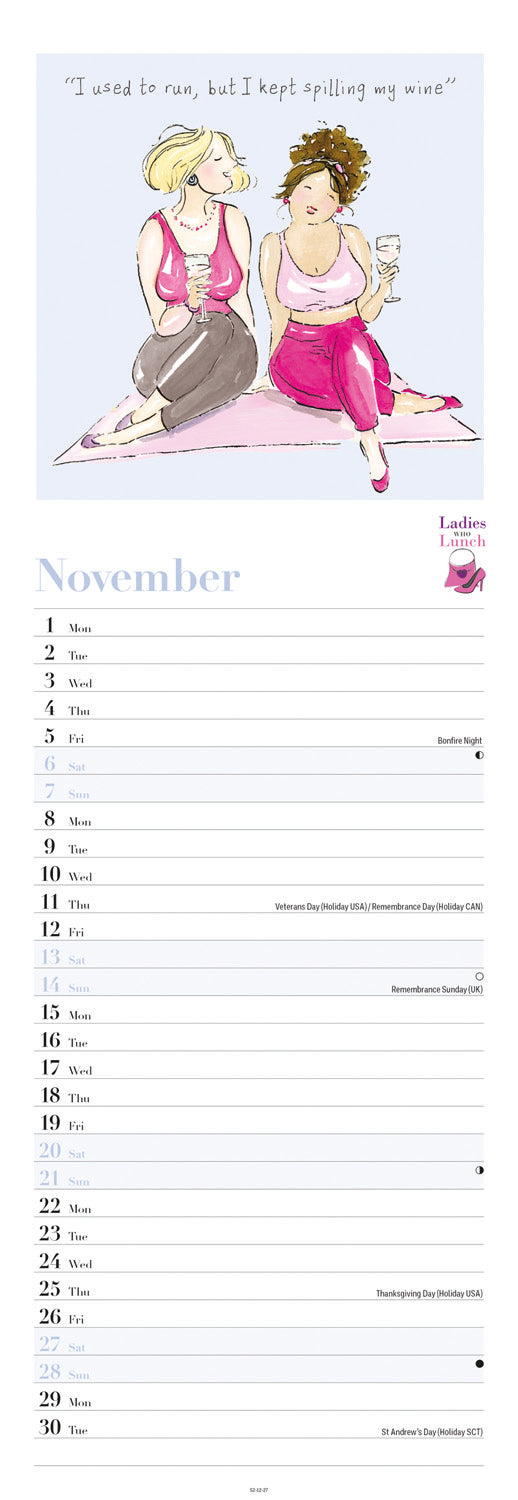 Ladies Who Lunch Slim Calendar 2027