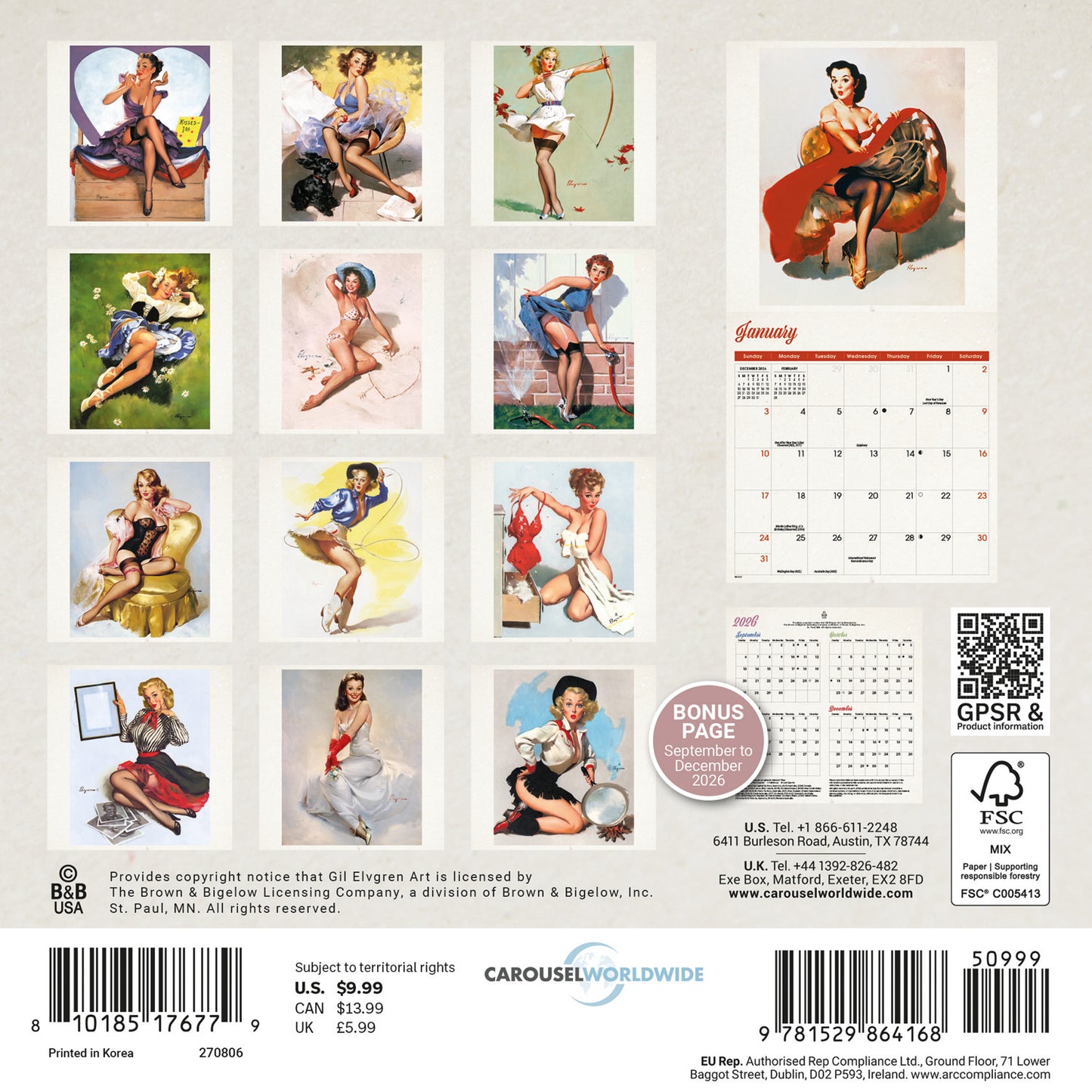Pin Up Girls Mini Calendar 2027