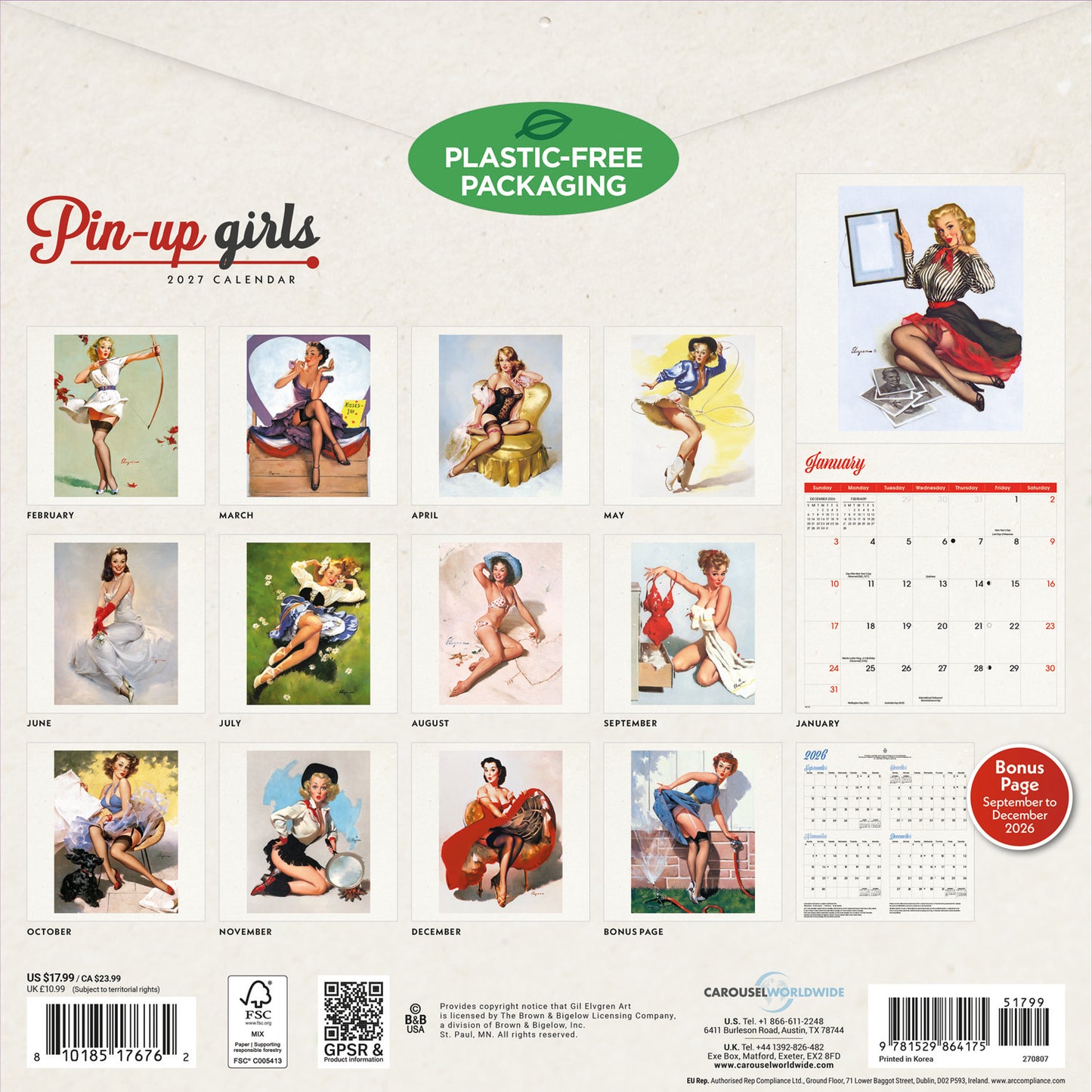 Pin Up Girls Wall Calendar 2027